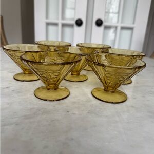 Set of Amber Glass Dessert Cups